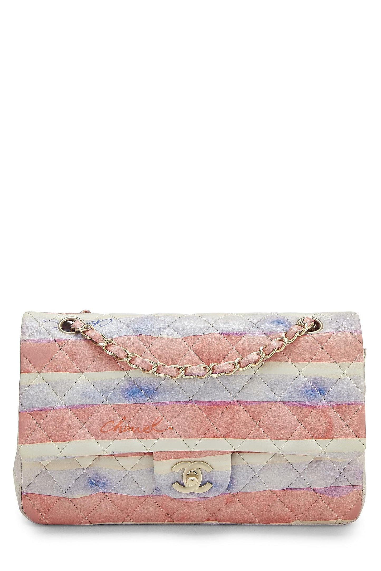 Chanel,  Multicolor Lambskin Watercolor Classic Double Flap Medium, Multi