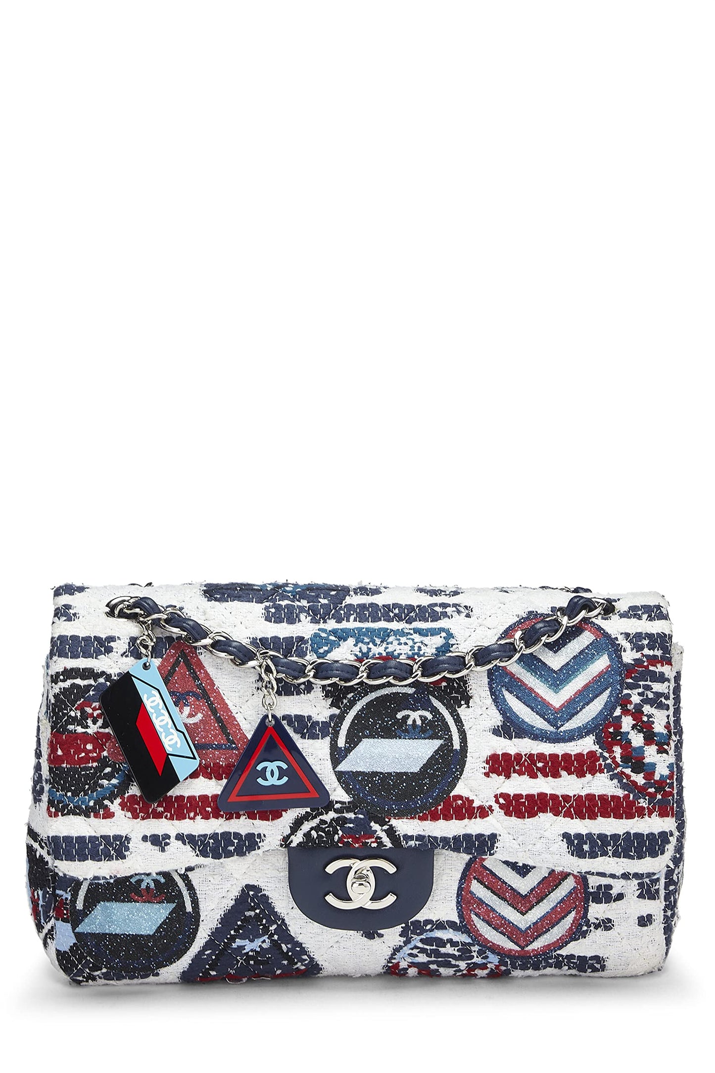 Chanel,  Multi Quilted Tweed New Classic Double Flap Jumbo, Multi