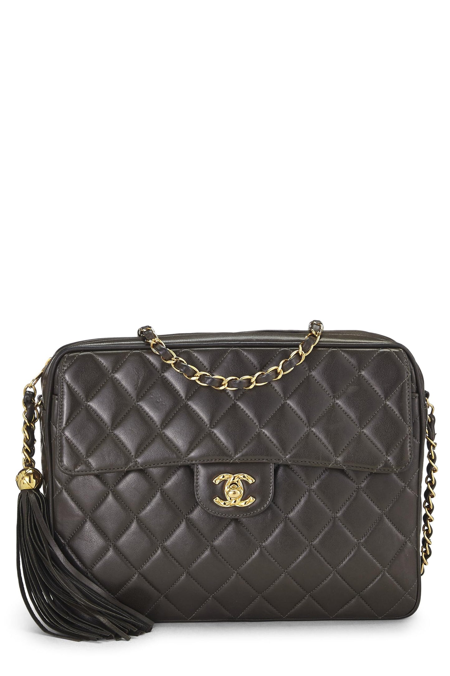 Chanel,  Green Quilted Lambskin Pocket Camera Bag Large, Green