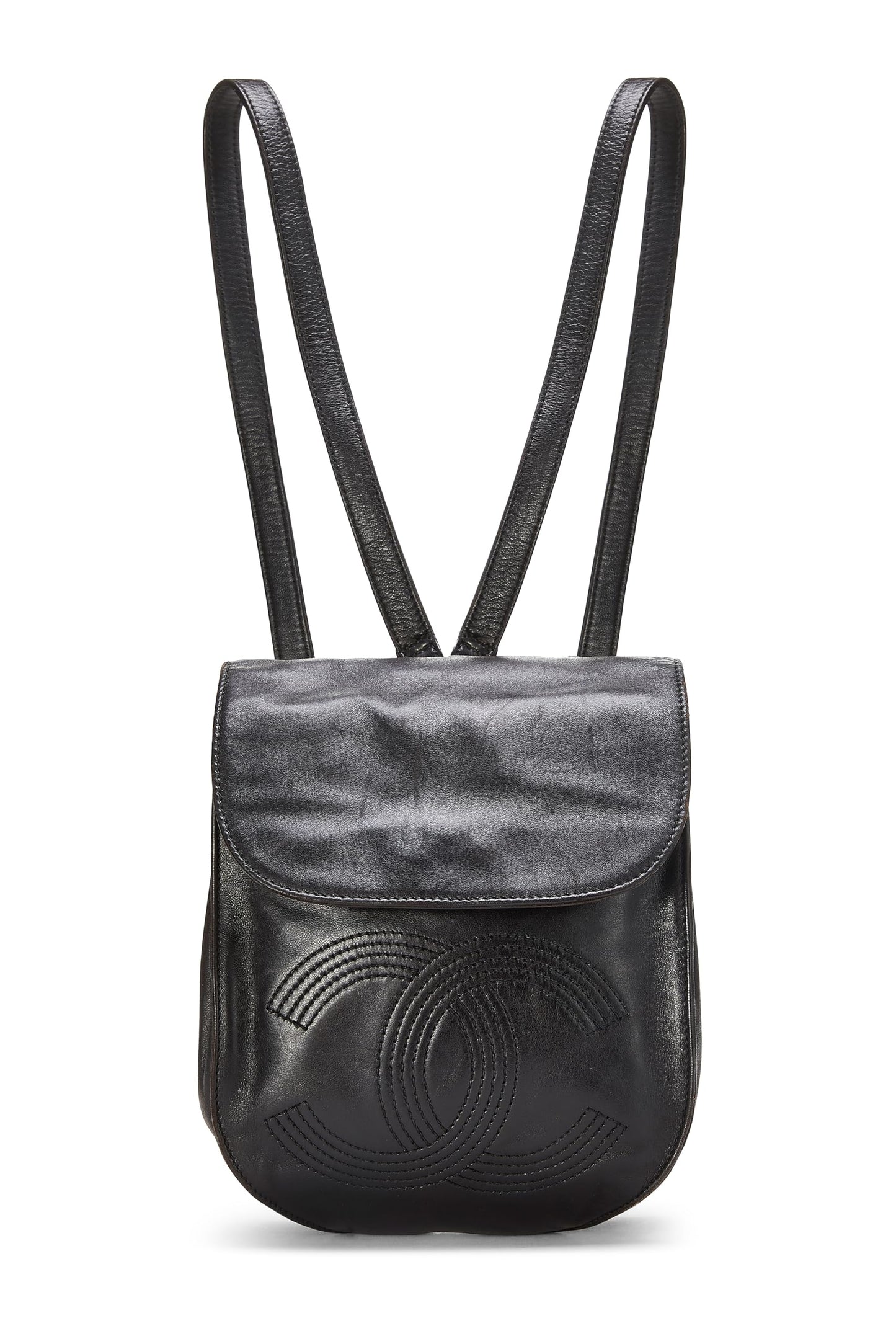 Chanel,  Black Lambskin 'CC' Backpack, Black