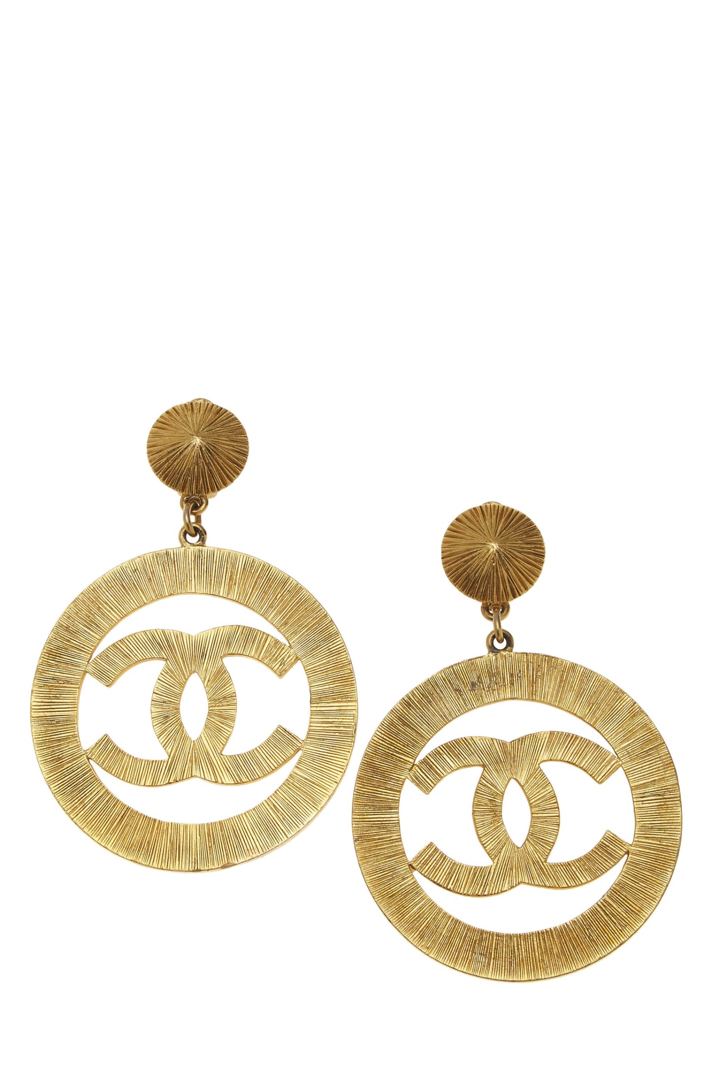 Chanel,  Gold 'CC' Dangling Sunburst Earrings Large, Gold