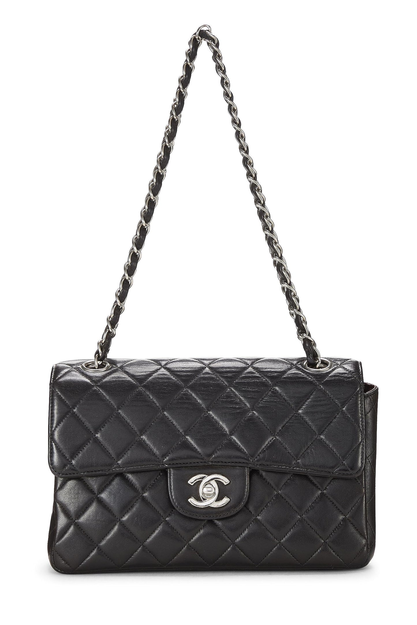 Chanel,  Black Quilted Lambskin Double Sided Flap Small, Black