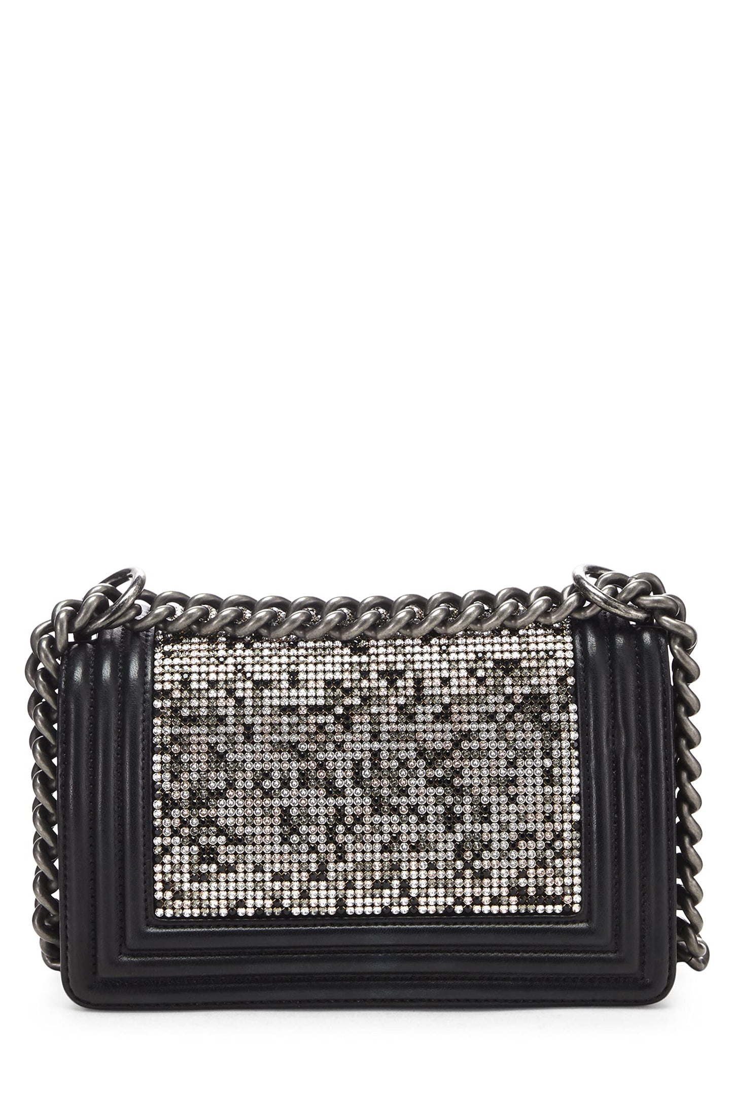 Chanel,  Black Embellished Swarovski Crystal Boy Bag Small, Black