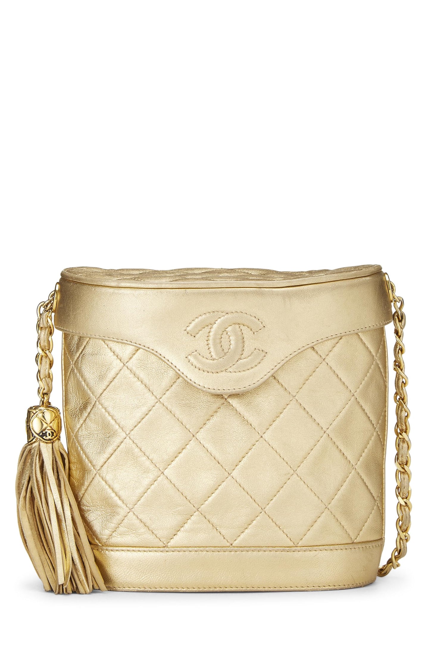 Chanel,  Gold Quilted Lambskin Binocular Bag Small, Gold