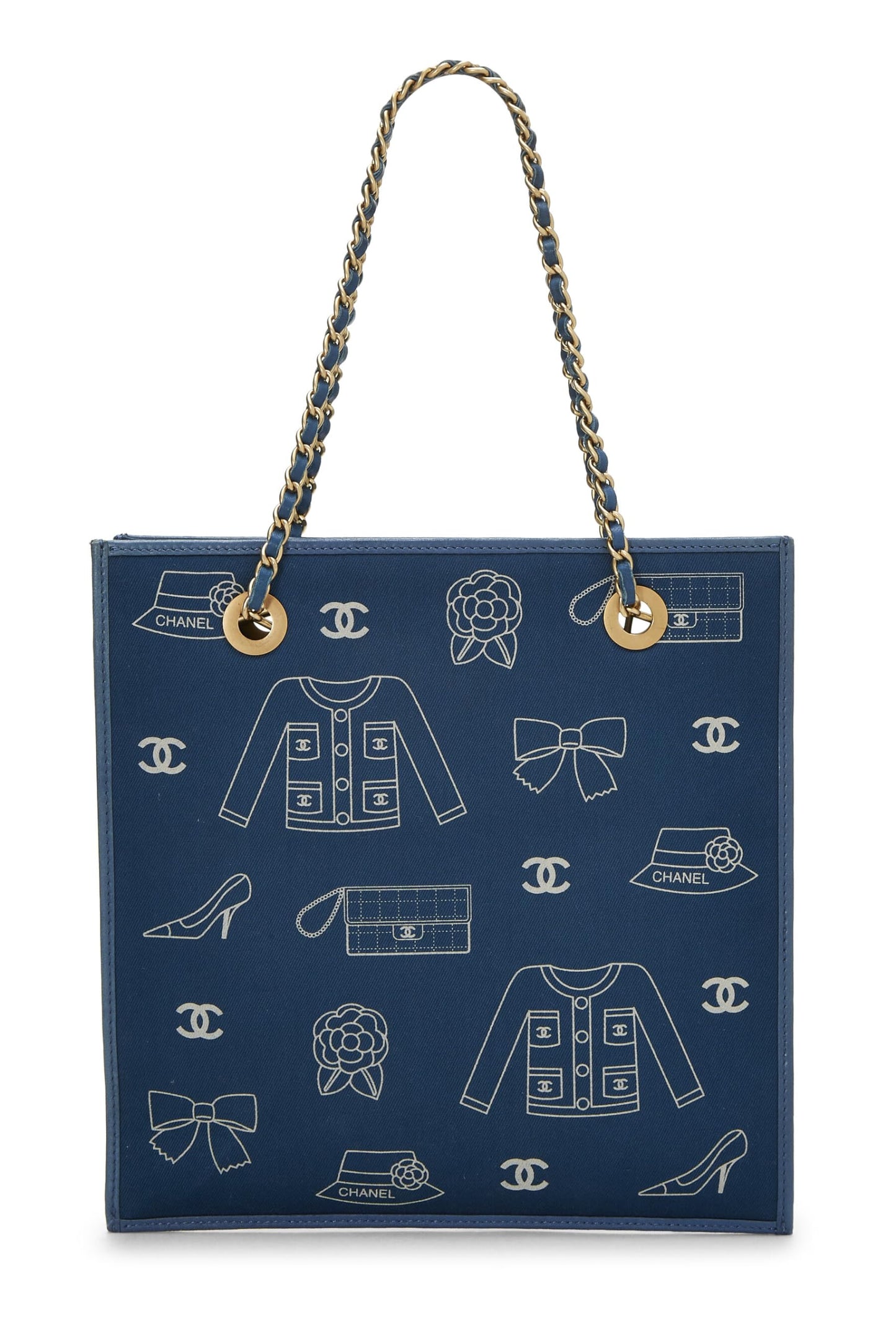 Chanel,  Blue Canvas Icon Print Small, Blue