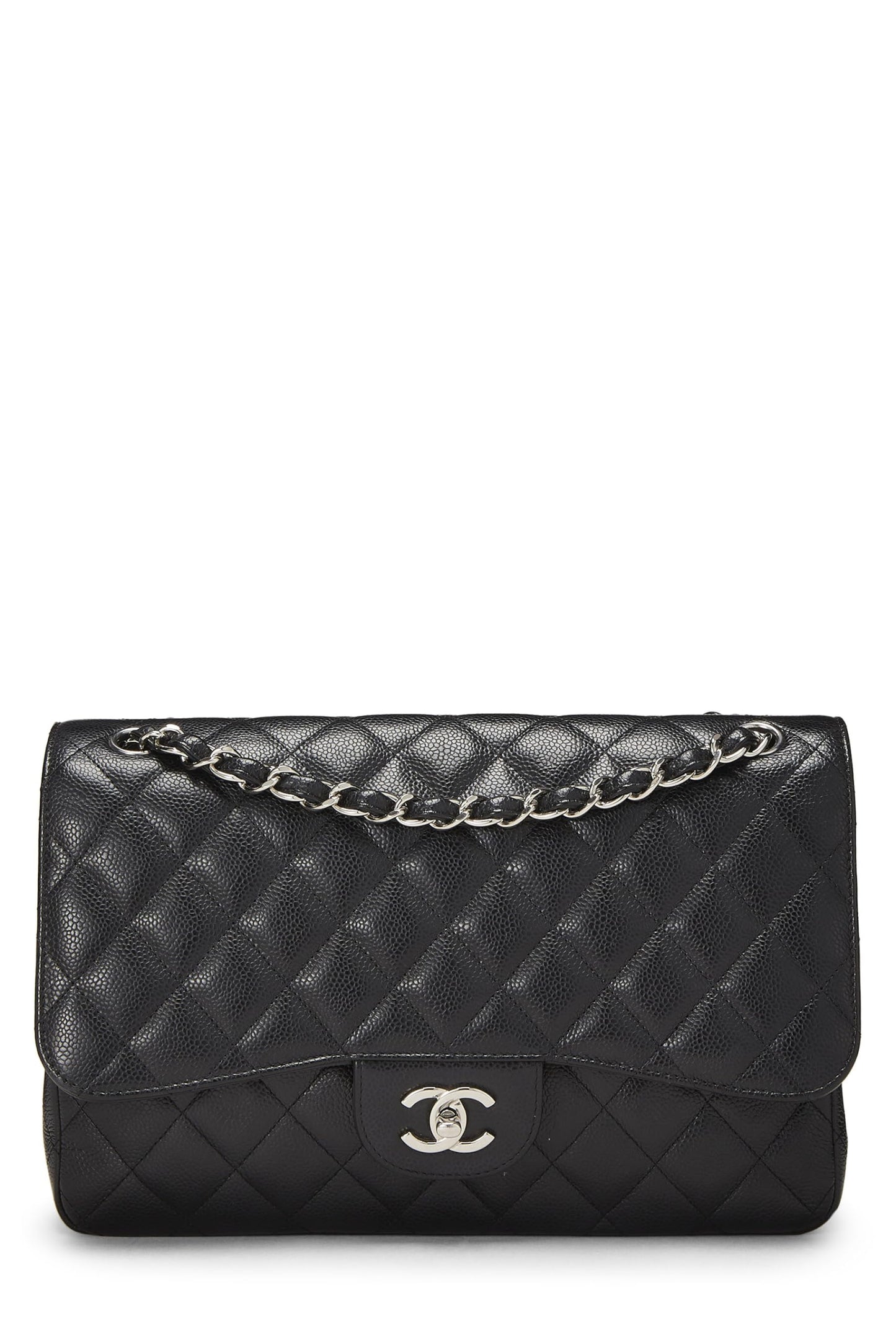 Chanel,  Black Quilted Caviar New Classic Flap Jumbo, Black