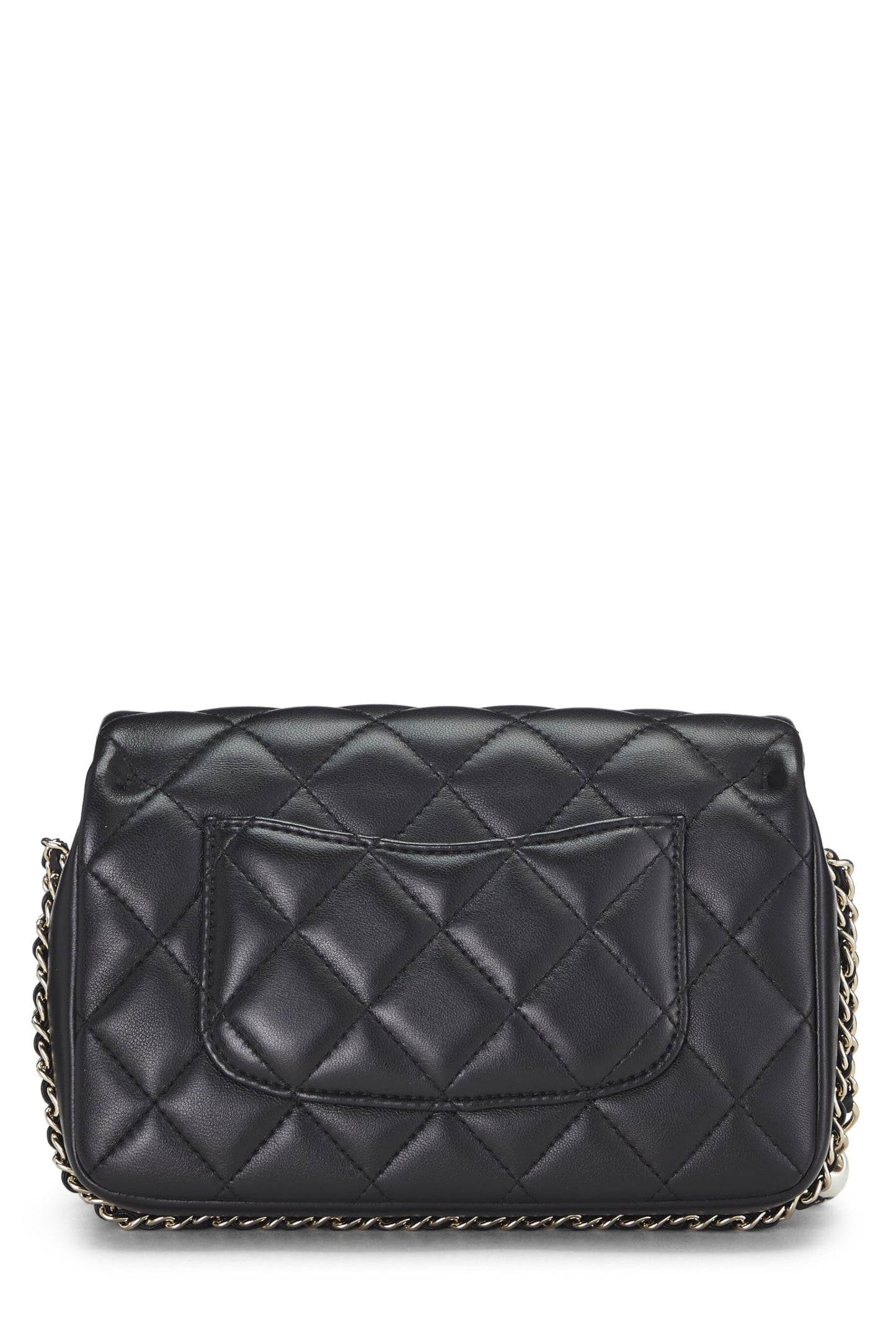 Chanel,  Black Lambskin My Precious Pearls Flap Bag Small, Black