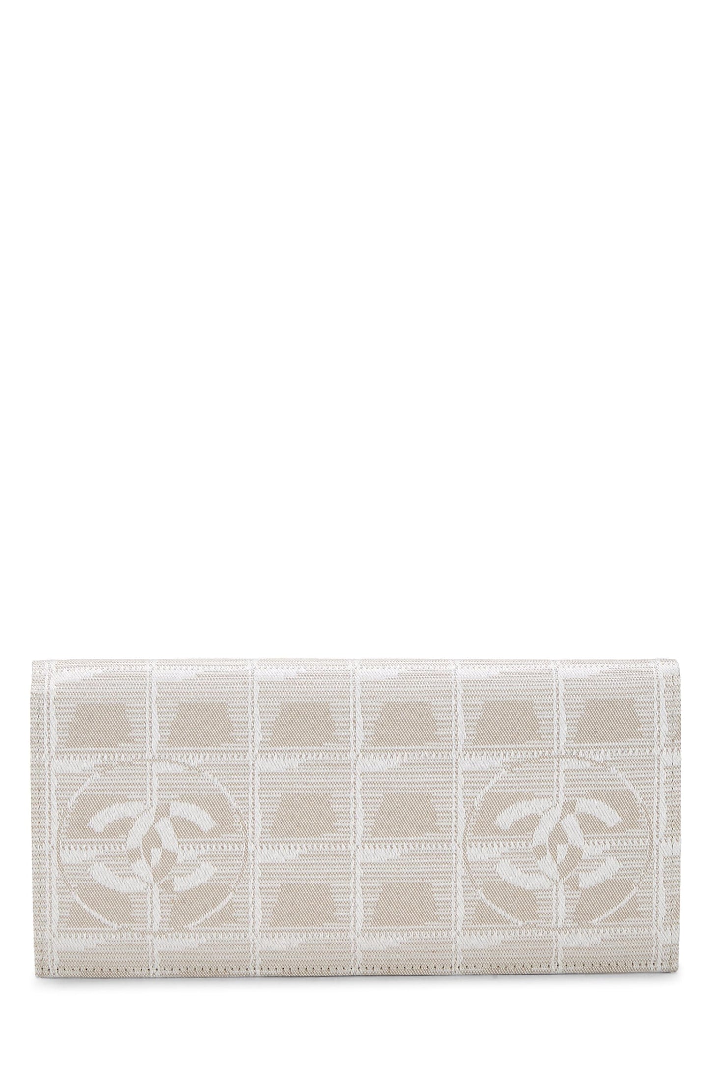 Chanel,  Beige Nylon Travel Line Long Wallet, Beige