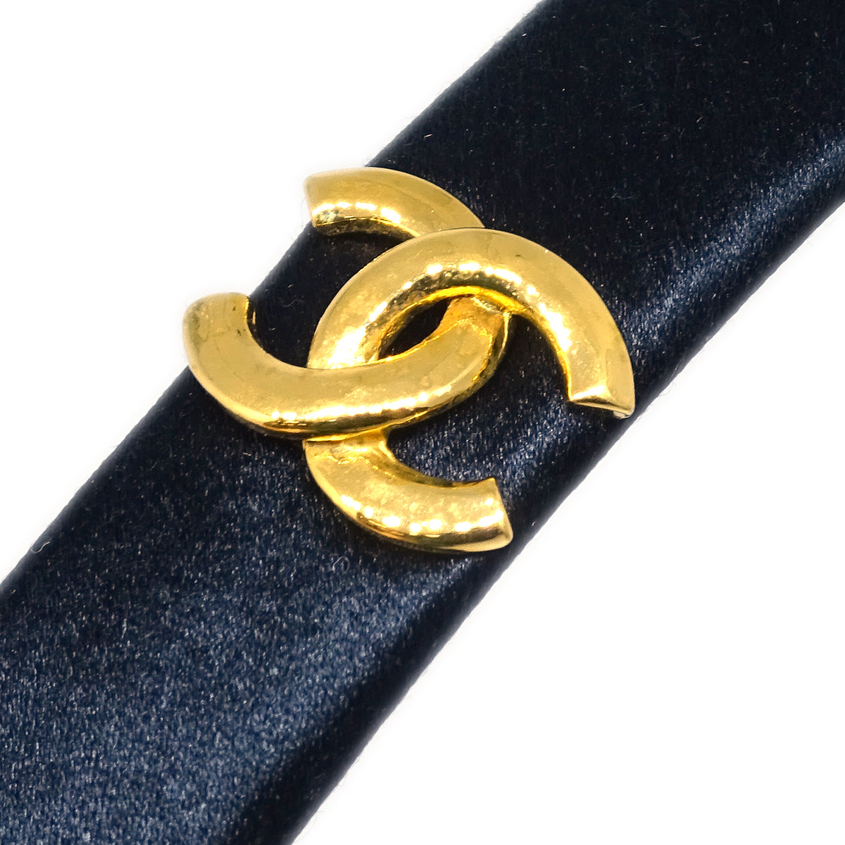 Chanel Satin Headband Hair Accessories Black
