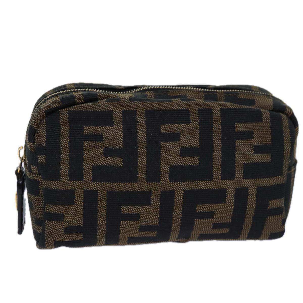 Luxury Fendi Zucca Canvas Pouch Brown Black gold82115