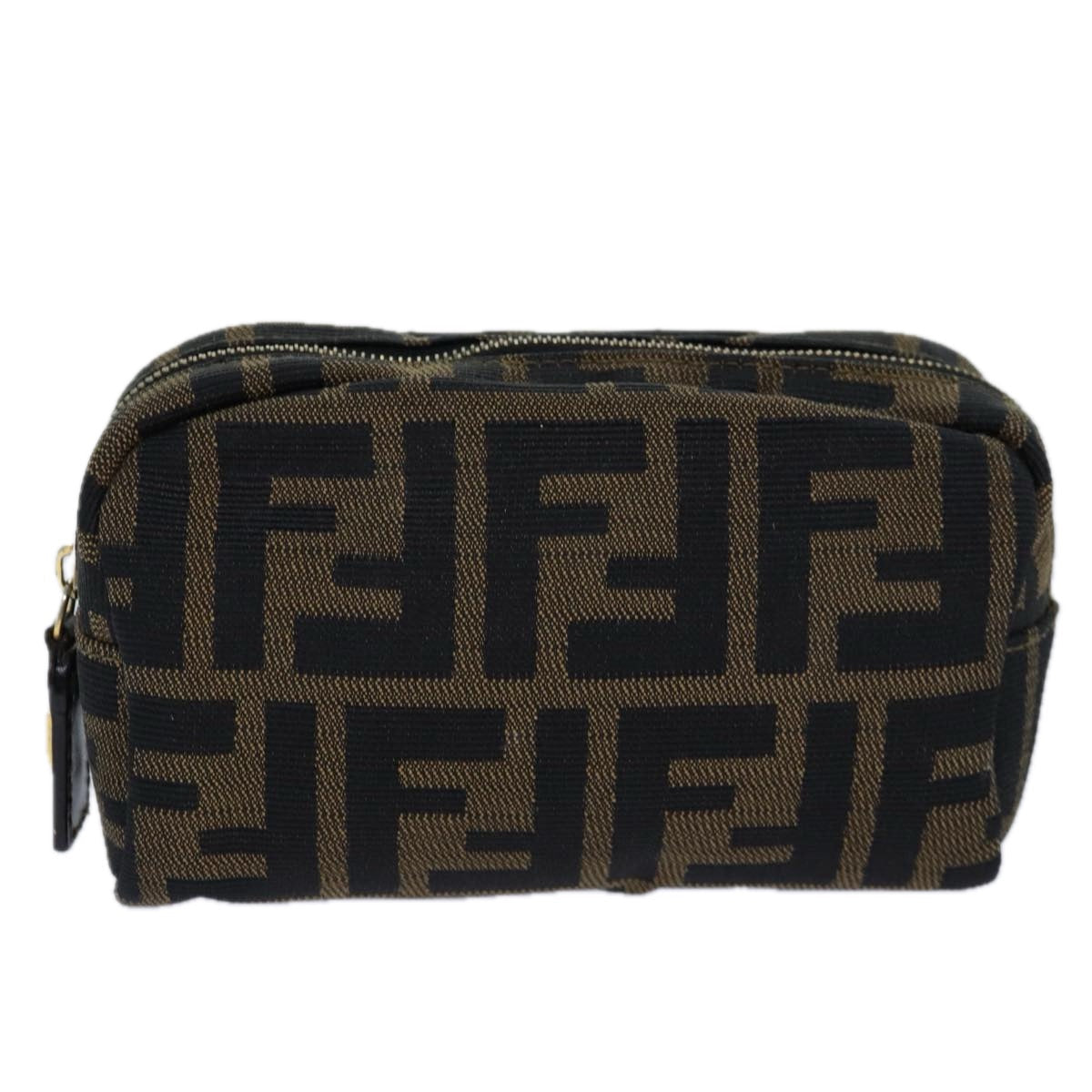 Luxury Fendi Zucca Canvas Pouch Brown Black gold82115