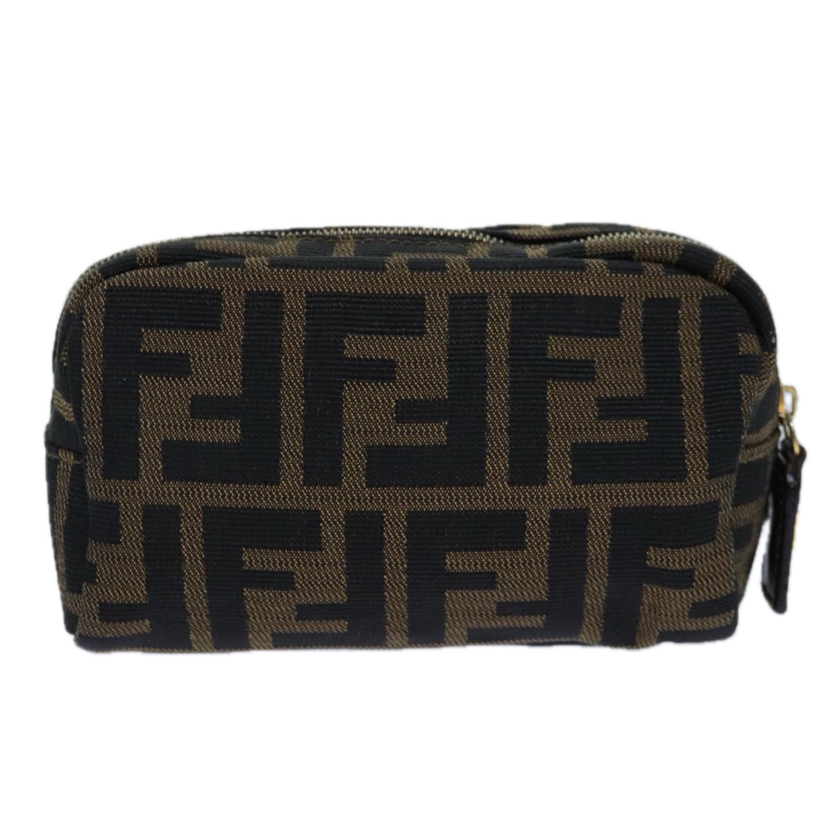 Luxury Fendi Zucca Canvas Pouch Brown Black gold82115