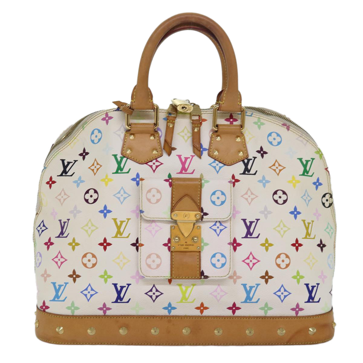 LOUIS VUITTON Monogram Multicolor Alma GM Hand Bag White M40441 LV 82126A
