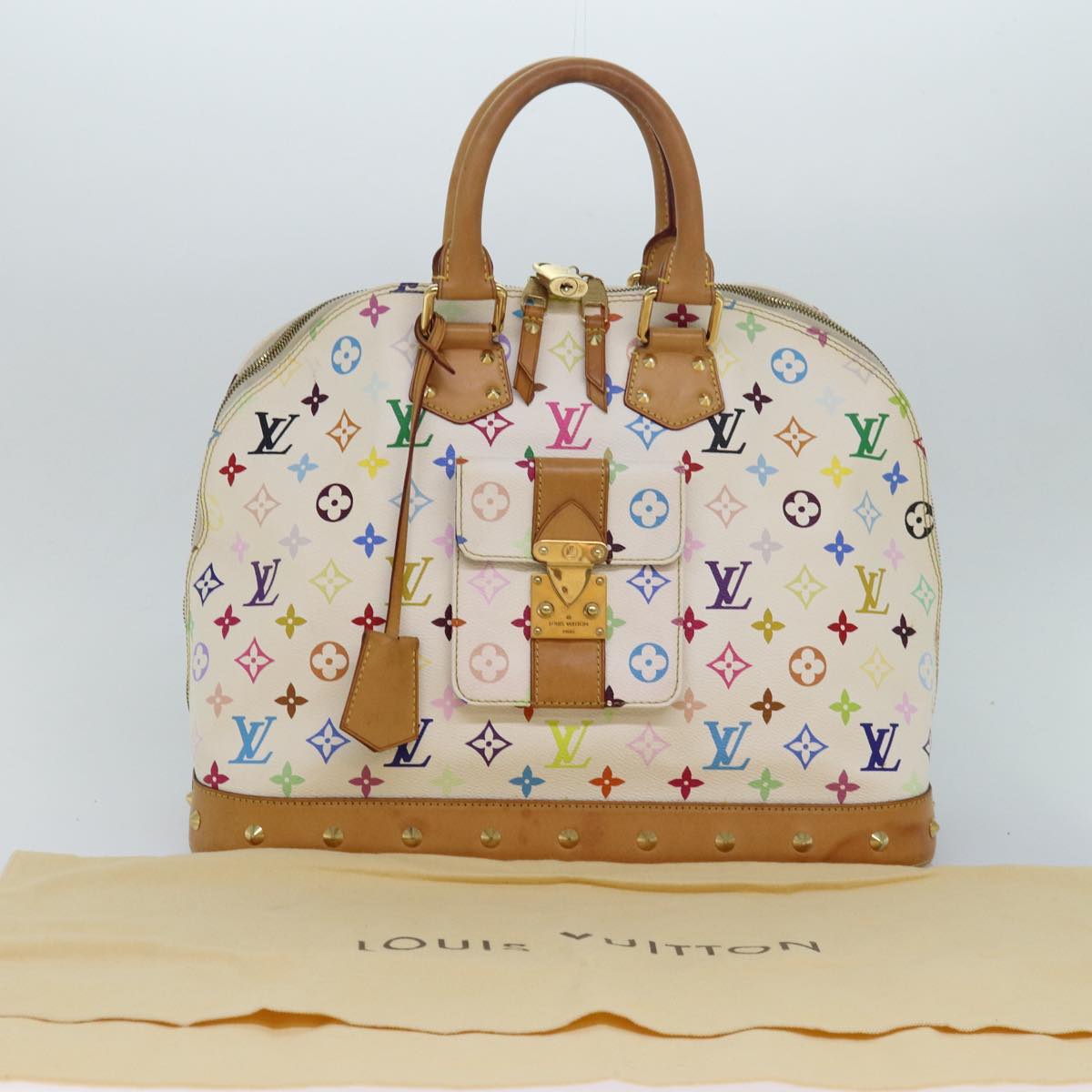 LOUIS VUITTON Monogram Multicolor Alma GM Hand Bag White M40441 LV 82126A