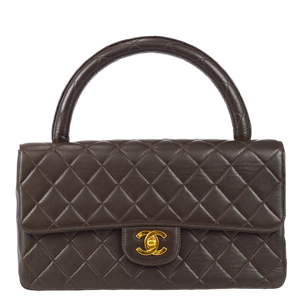 Luxury Chanel 1994-1996Classic Single Flap Medium Handbag Brown Lambskin