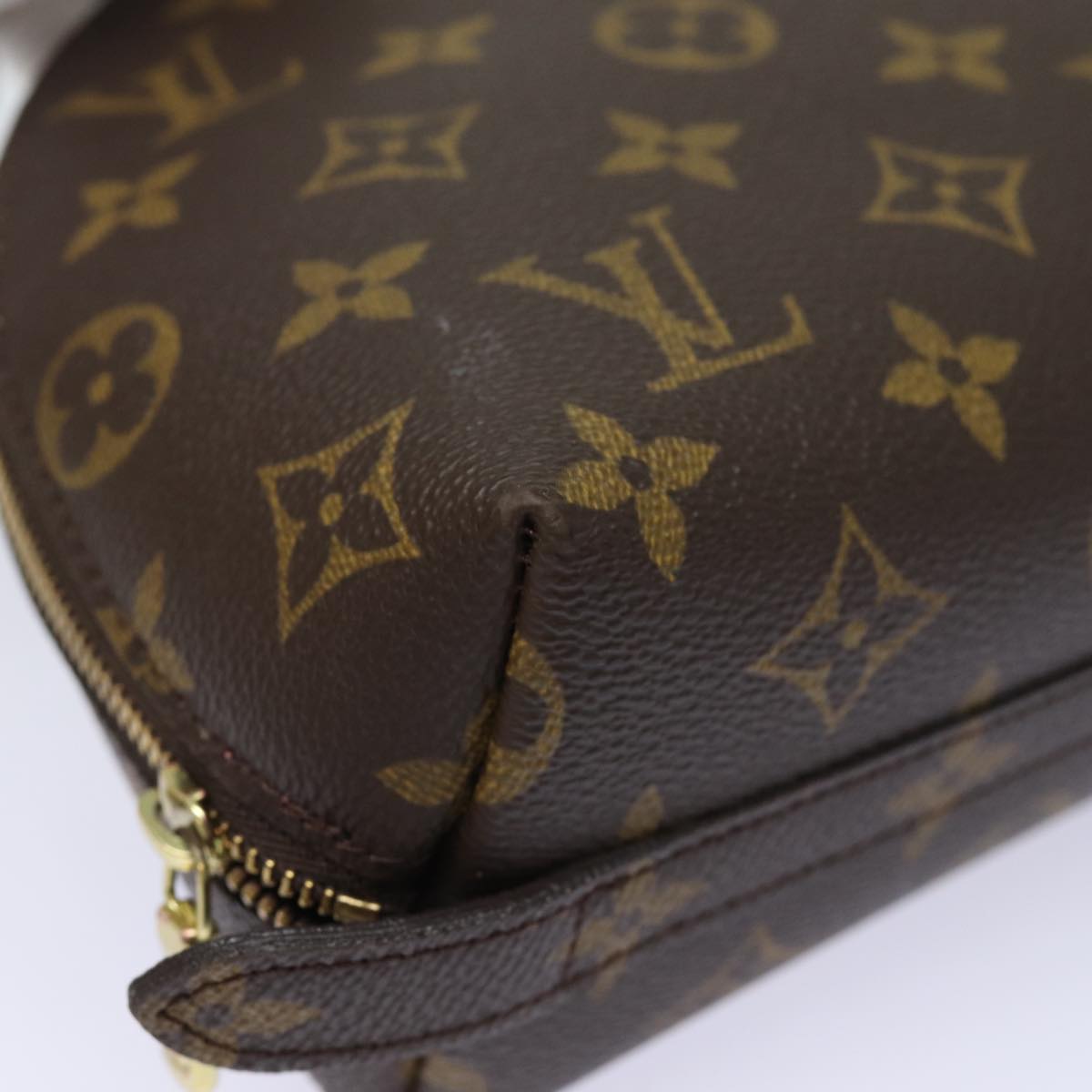LOUIS VUITTON Monogram Trousse Demi Ronde Cosmetic Pouch M47520 LV 82207