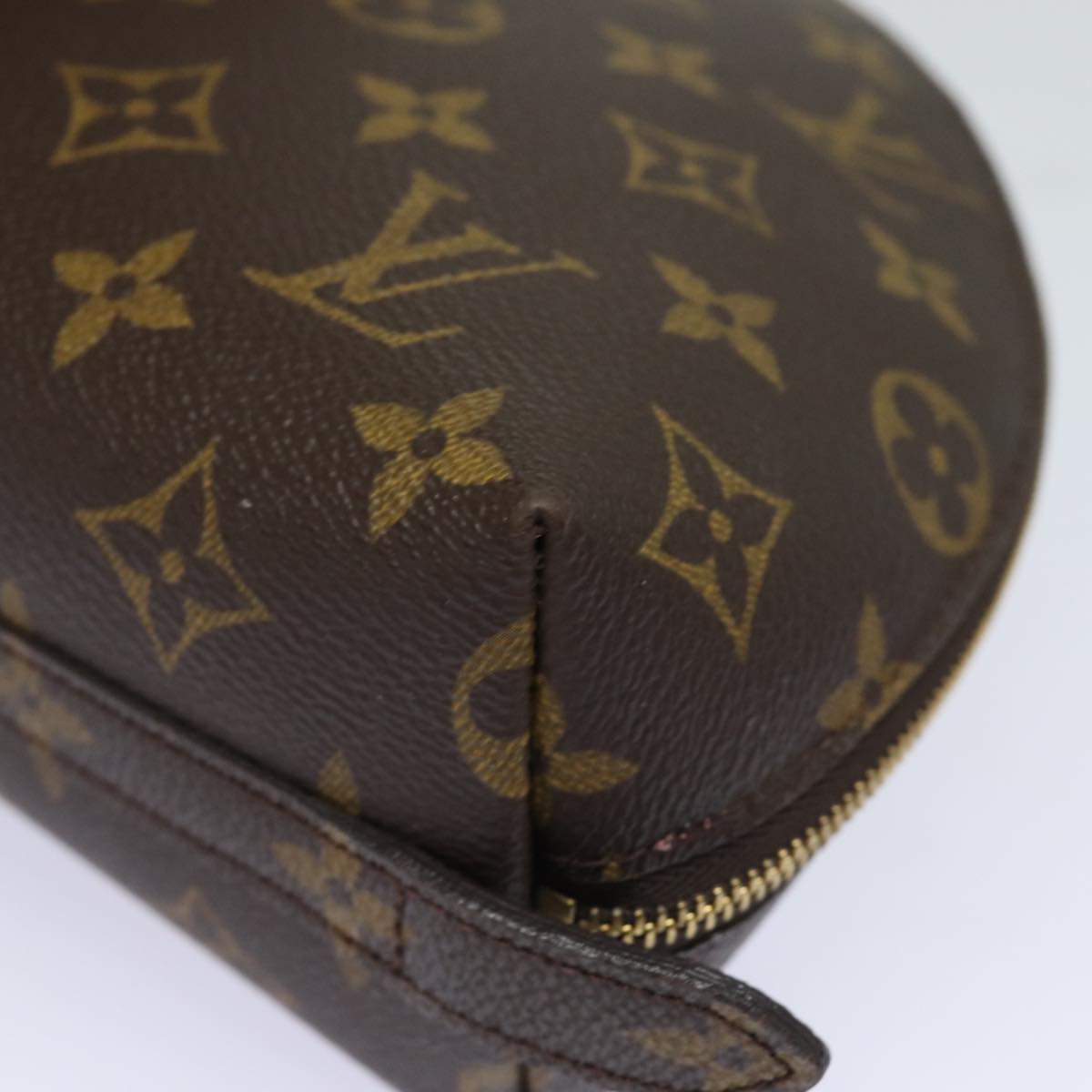 LOUIS VUITTON Monogram Trousse Demi Ronde Cosmetic Pouch M47520 LV 82207