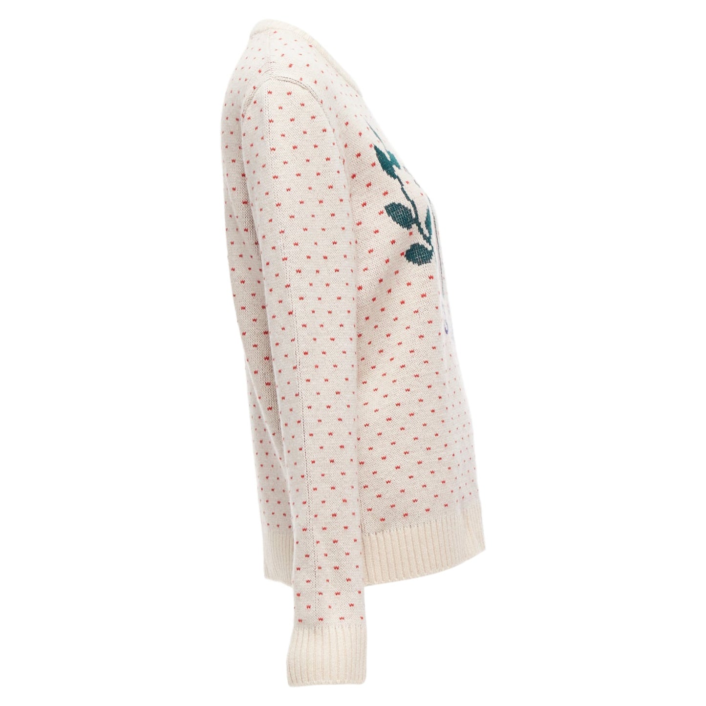 Gucci wool fairisle Crest logo intarsia sweater top