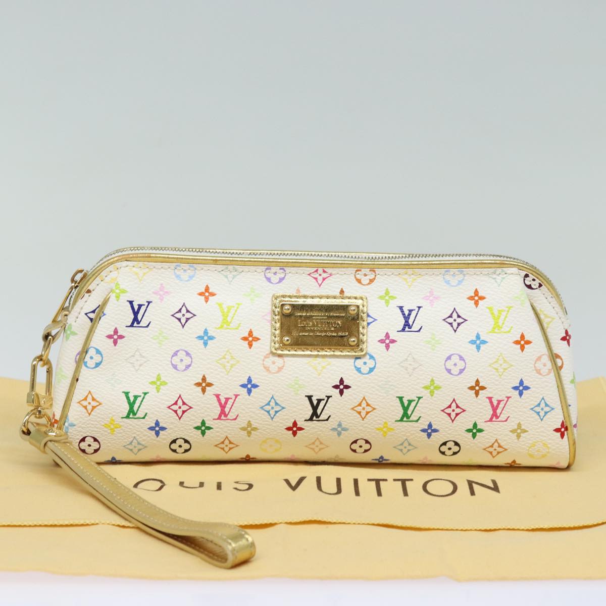 LOUIS VUITTON Monogram Multicolor Kate Pouch White Bron M55212 LV 82391SA