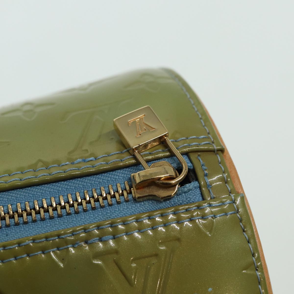LOUIS VUITTON Monogram Vernis Bedford Hand Bag Baby Blue M91007 LV 82456