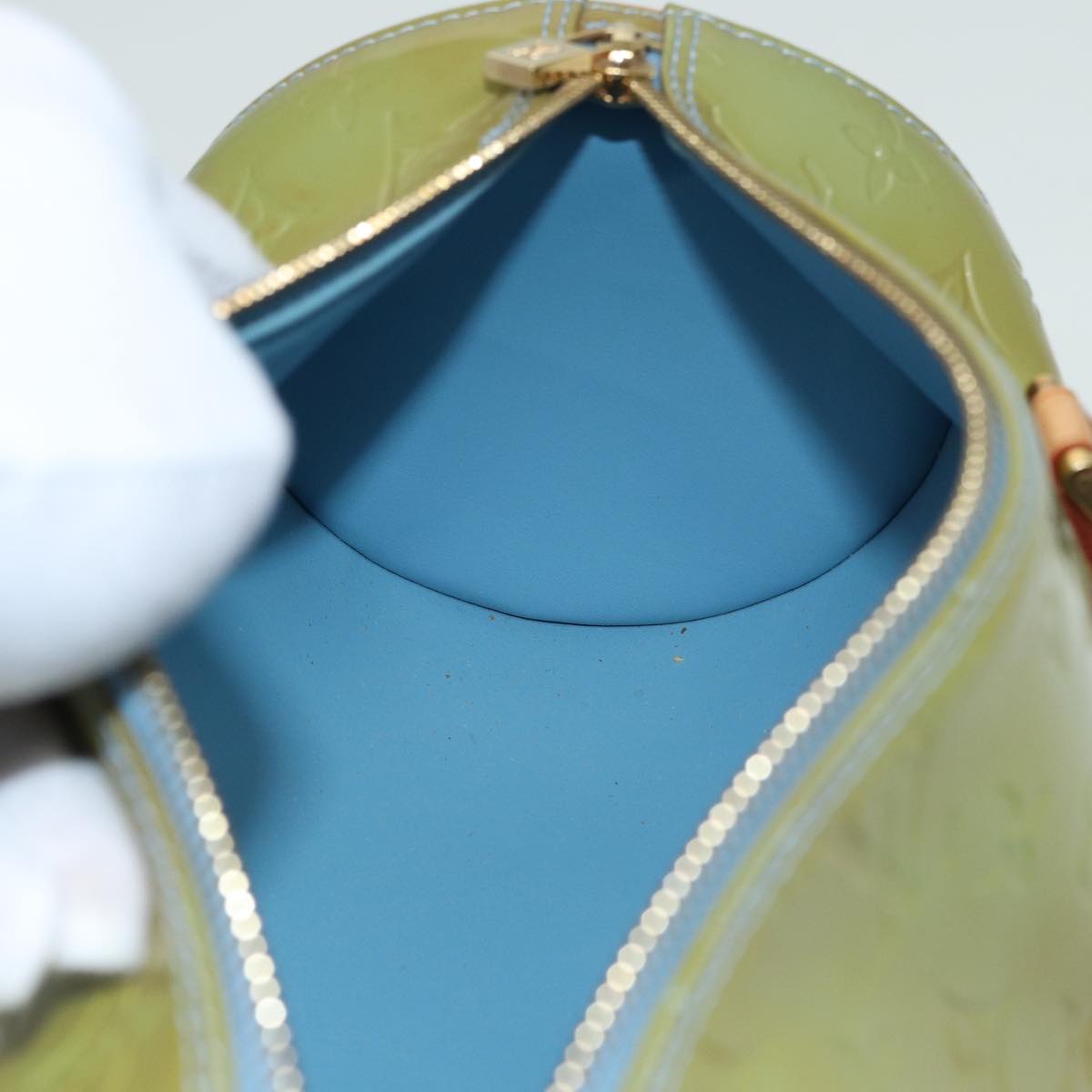LOUIS VUITTON Monogram Vernis Bedford Hand Bag Baby Blue M91007 LV 82456