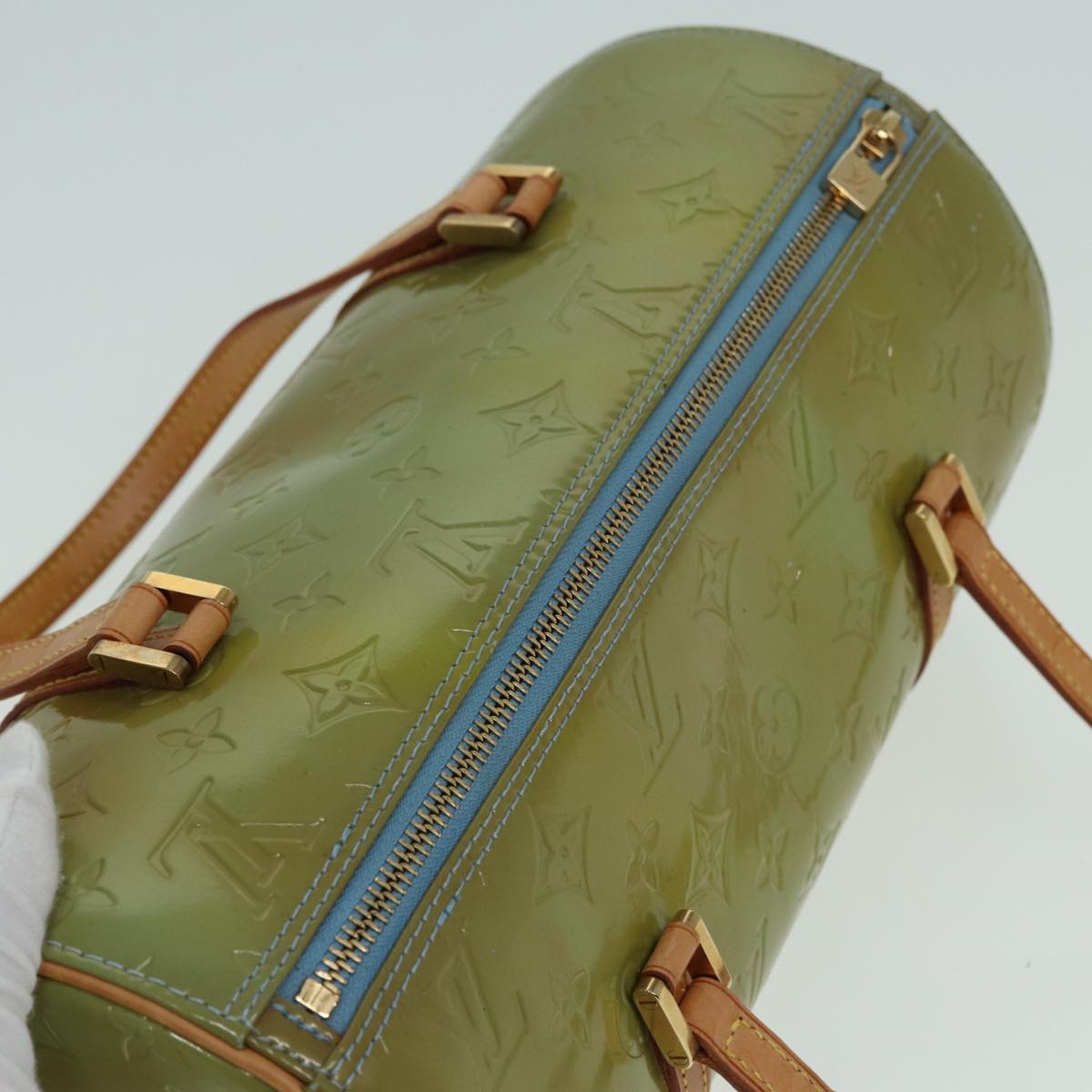 LOUIS VUITTON Monogram Vernis Bedford Hand Bag Baby Blue M91007 LV 82456