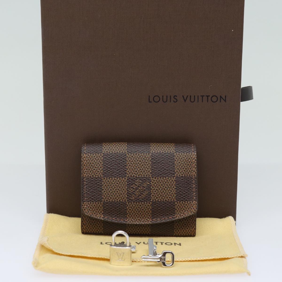 LOUIS VUITTON Damier Ebene Buton De Manchette Cuff Case M64600 LV 82483