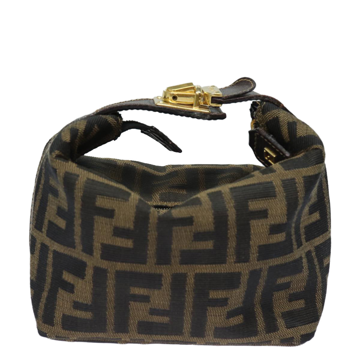Luxury Fendi Vanity Zucca Canvas Pouch Black Brown82485