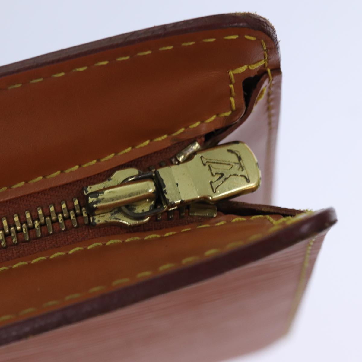 LOUIS VUITTON Epi Pochette Homme Clutch Bag Brown Zipang gold M52528 82491