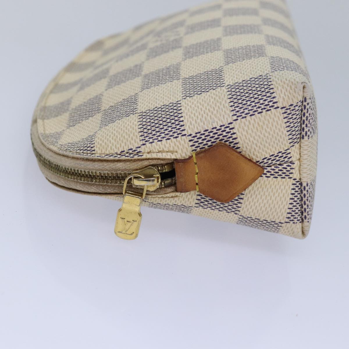 LOUIS VUITTON Damier Azur Pochette Cosmetic PM Pouch N60024 LV 82598