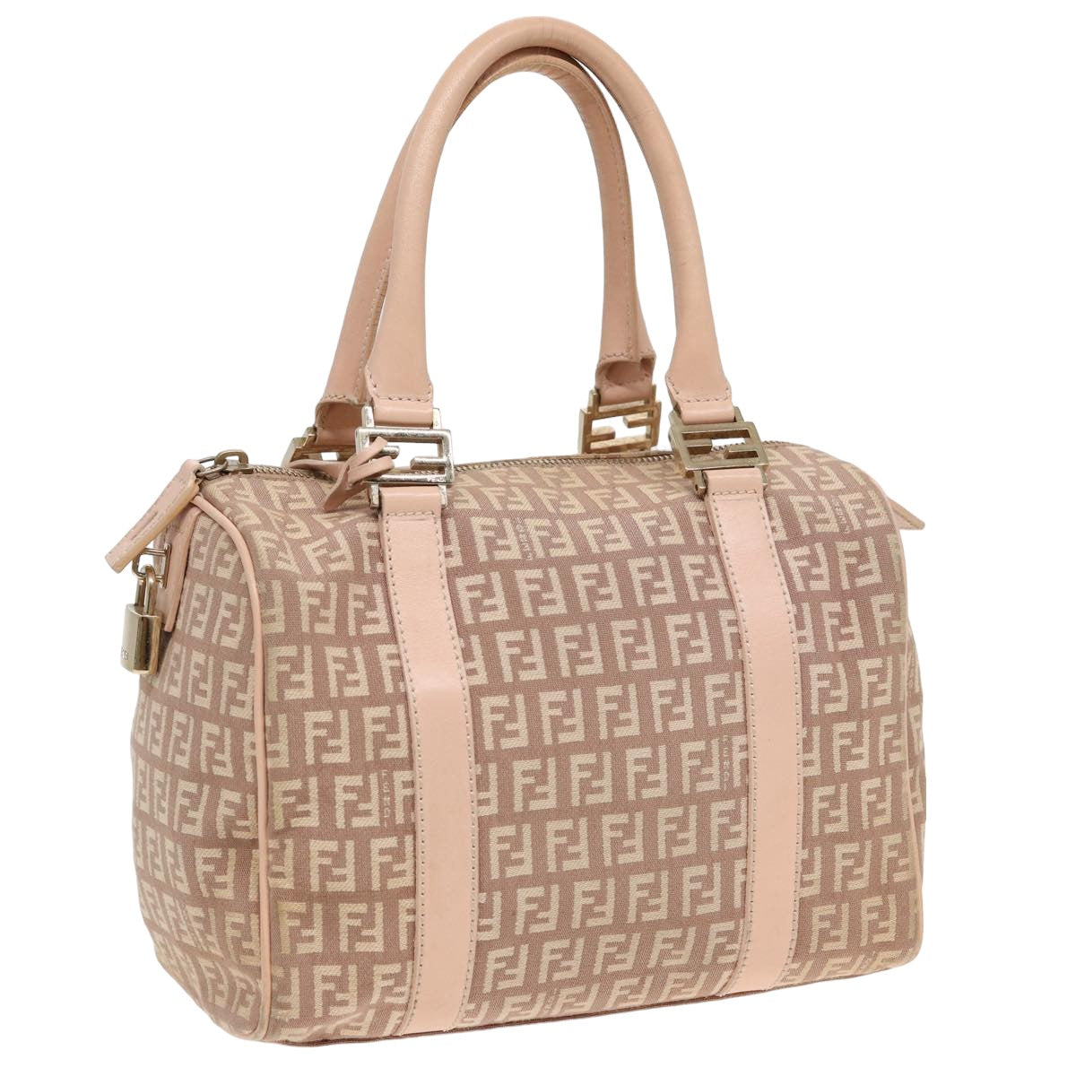 Luxury Fendi Zucchino Canvas Mini Boston Bag Pink82685