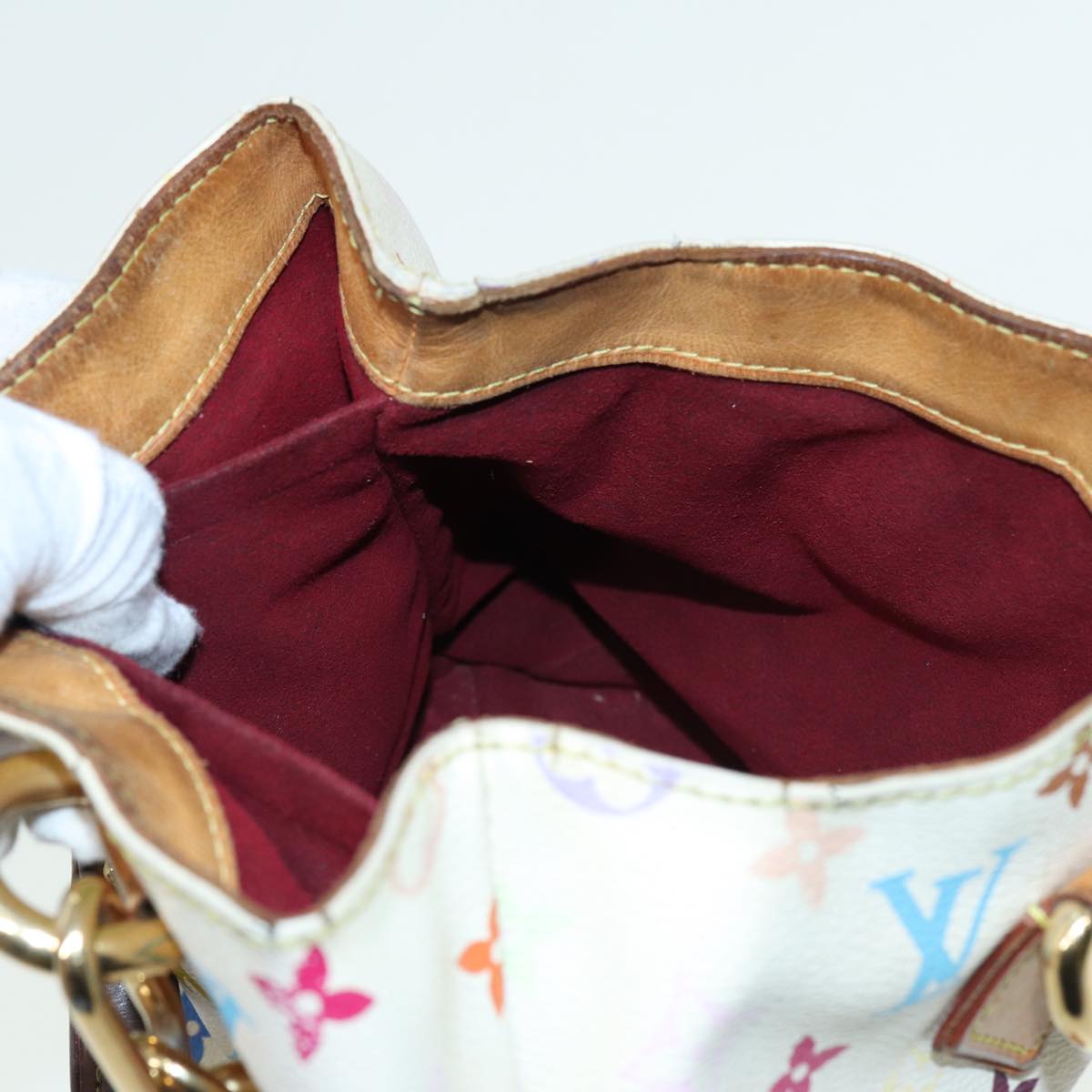 LOUIS VUITTON Monogram Multicolor Audra Hand Bag White M40047 LV 82741