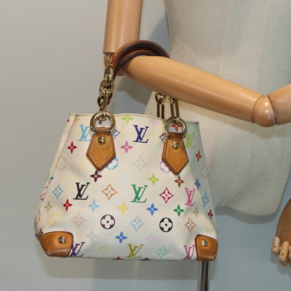 LOUIS VUITTON Monogram Multicolor Audra Hand Bag White M40047 LV 82741