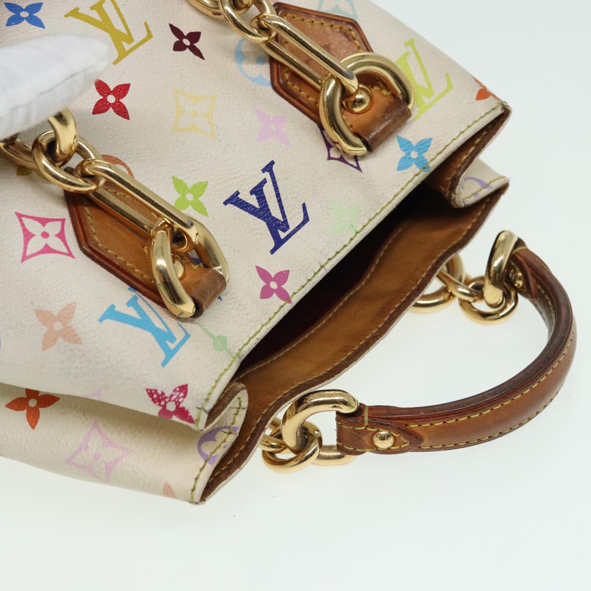LOUIS VUITTON Monogram Multicolor Audra Hand Bag White M40047 LV 82741