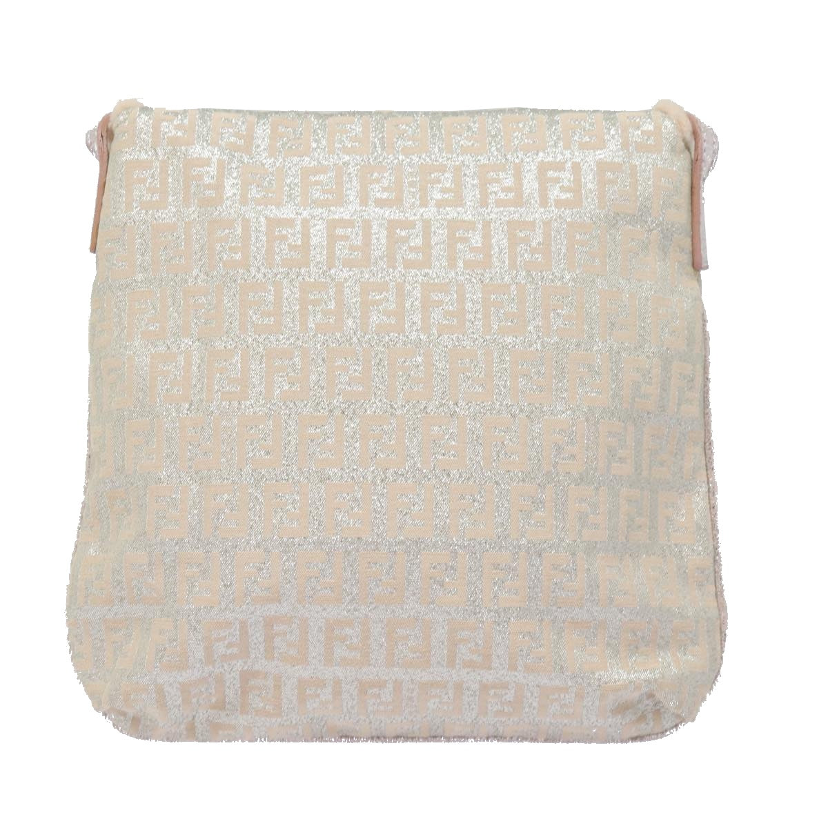 Luxury Fendi Zucchino Canvas Shoulder Bag Beige Pink Silver82744