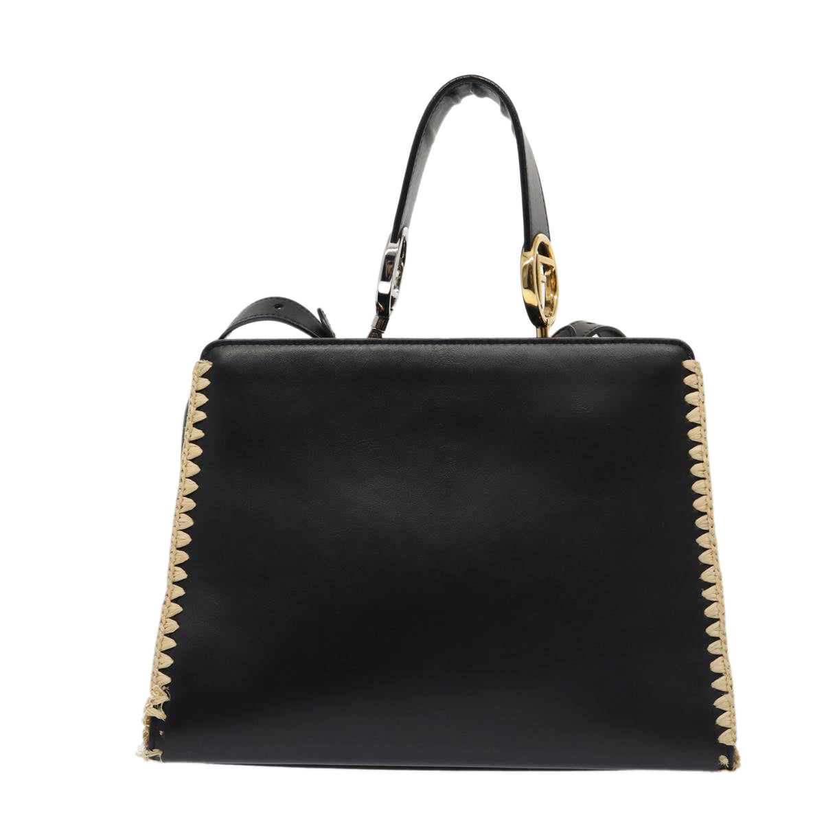 Luxury Fendi Hand Bag Leather 2way Black82745