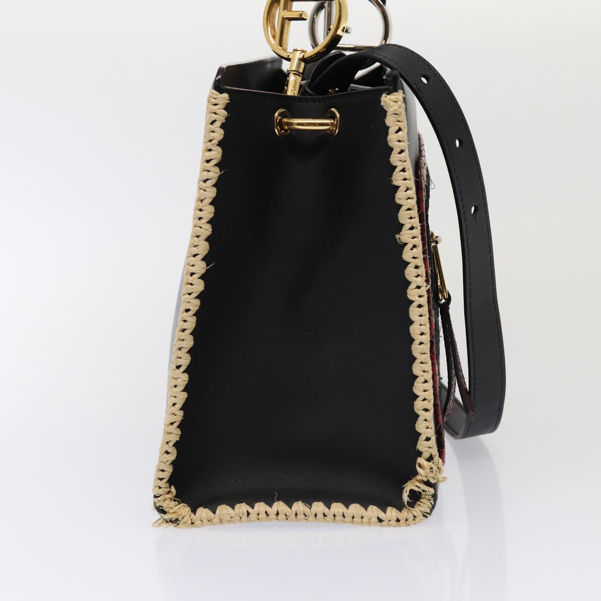 Luxury Fendi Hand Bag Leather 2way Black82745