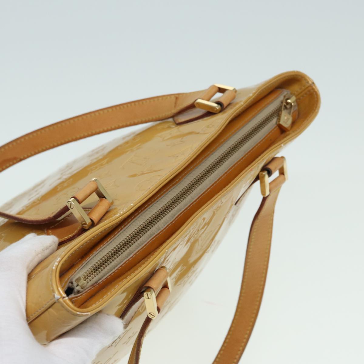 LOUIS VUITTON Monogram Vernis Houston Hand Bag Noisette M91340 LV 82768