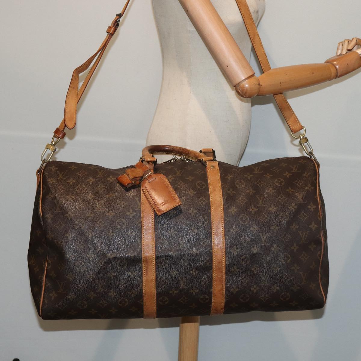LOUIS VUITTON Monogram Keepall Bandouliere 55 Boston Bag M41414 LV 82815