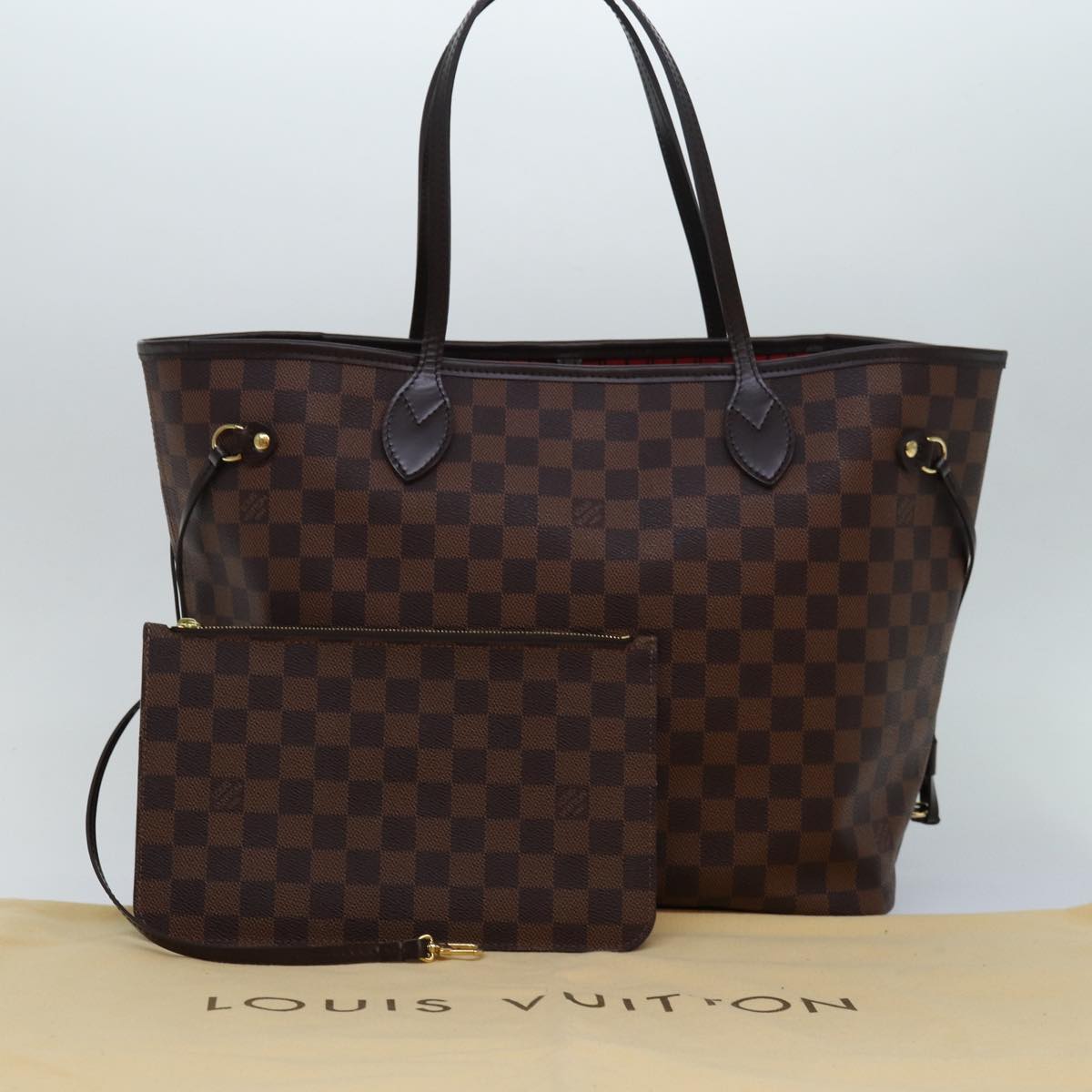 LOUIS VUITTON Damier Ebene Neverfull MM Tote Bag N51105 LV 82932A