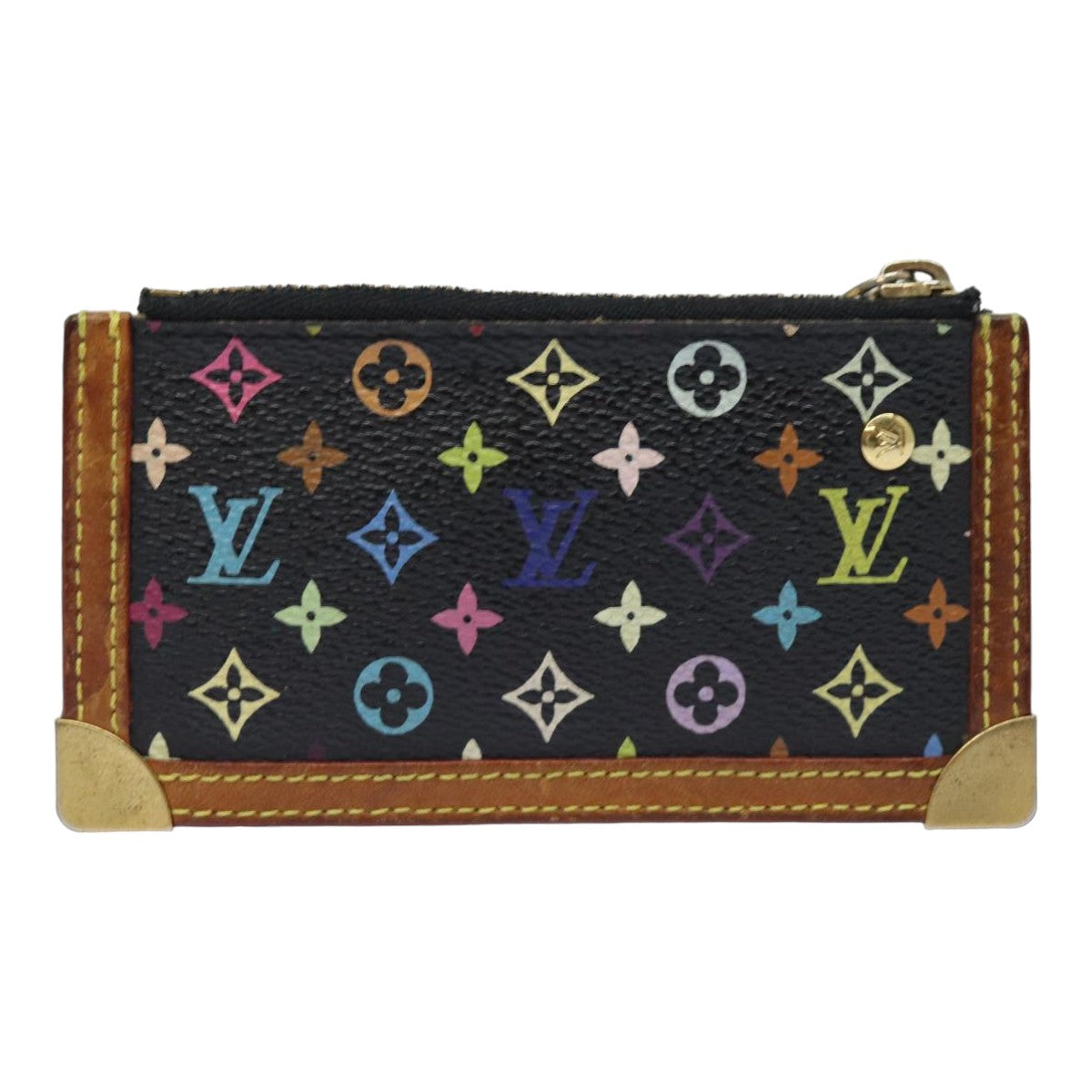 LOUIS VUITTON Monogram Multicolor Pochette Cles Purse Black M92654 82986