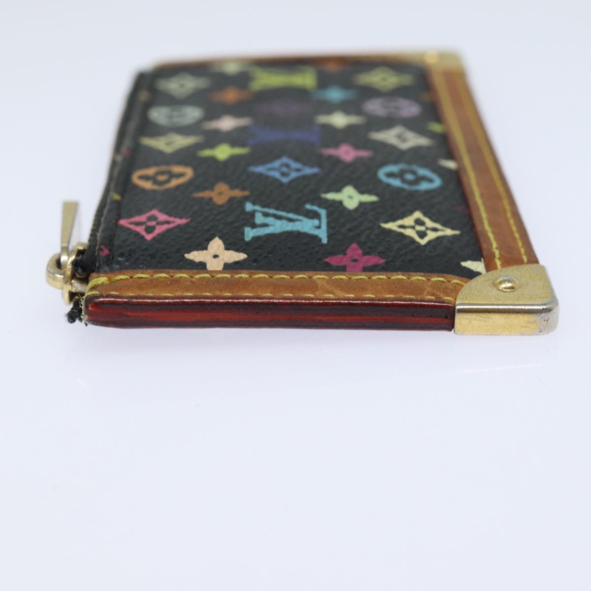 LOUIS VUITTON Monogram Multicolor Pochette Cles Purse Black M92654 82986