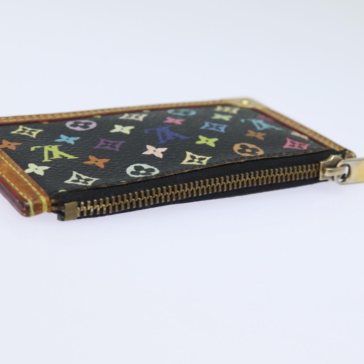 LOUIS VUITTON Monogram Multicolor Pochette Cles Purse Black M92654 82986