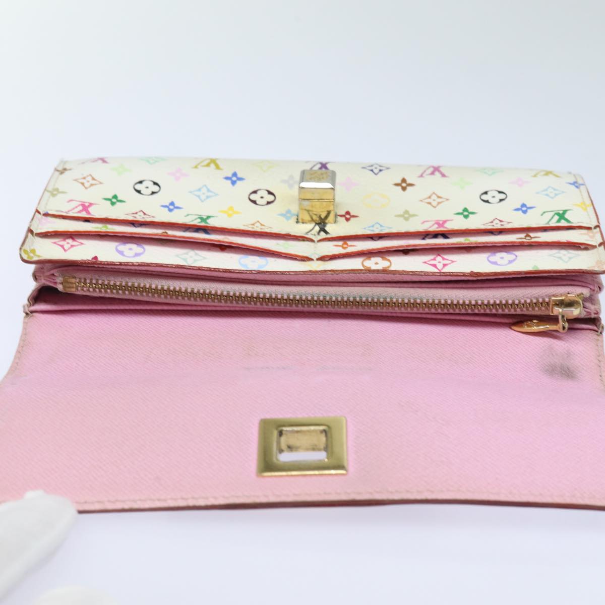 LOUIS VUITTON Multicolor Portefeuille Sara Nu Wallet White M60277 LV 82988