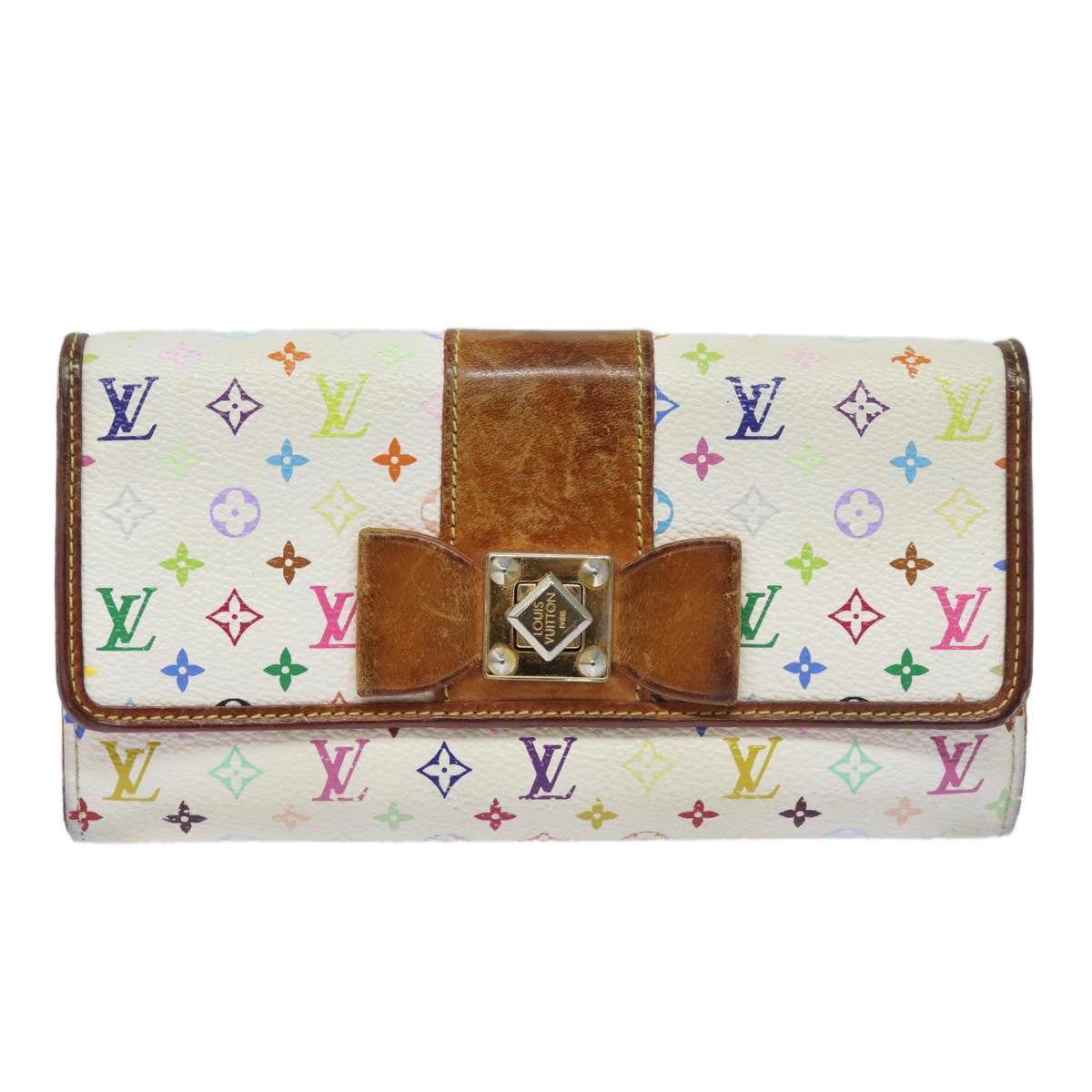 LOUIS VUITTON Multicolor Portefeuille Sara Nu Wallet White M60277 LV 82988