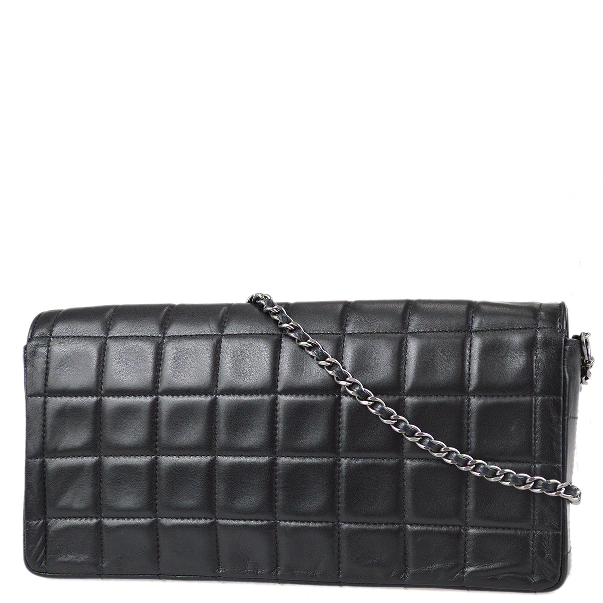 Luxury Chanel 2000-2001 Black Lambskin Choco Bar East West SHW