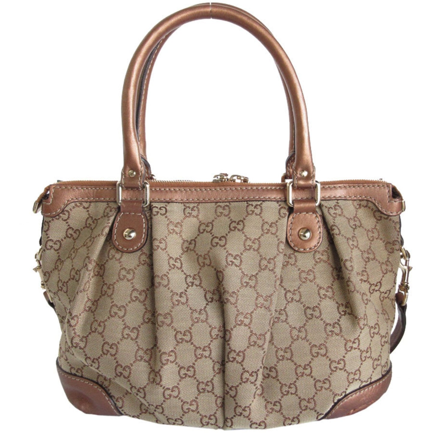 Gucci  Gg Canvas Leather Handbag Shoulder Bag
