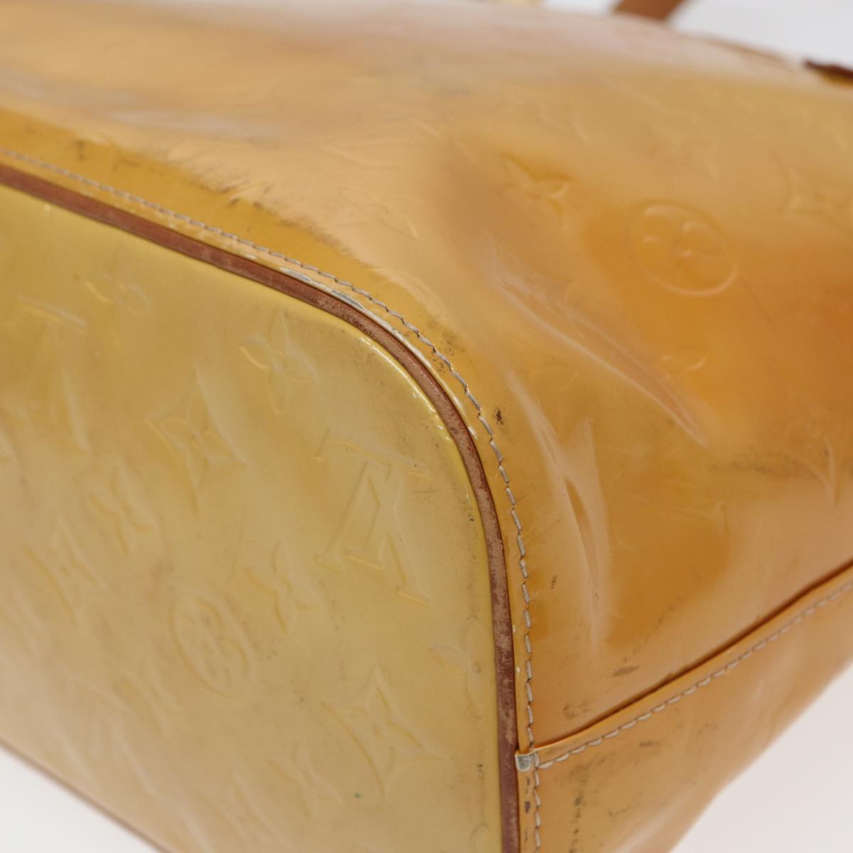 LOUIS VUITTON Monogram Vernis Houston Hand Bag Beige M91004 LV 83018