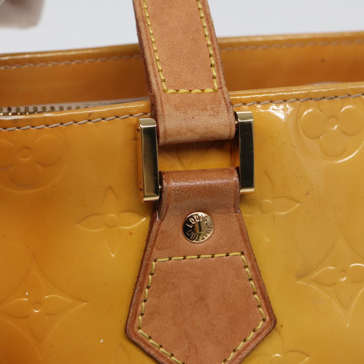 LOUIS VUITTON Monogram Vernis Houston Hand Bag Beige M91004 LV 83018