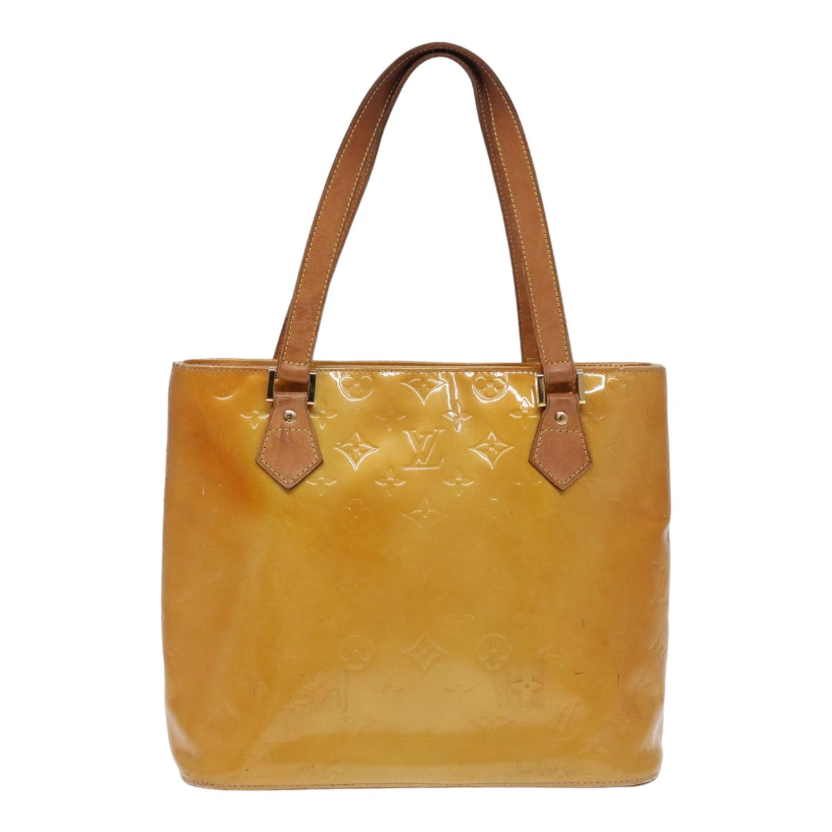 LOUIS VUITTON Monogram Vernis Houston Hand Bag Beige M91004 LV 83018